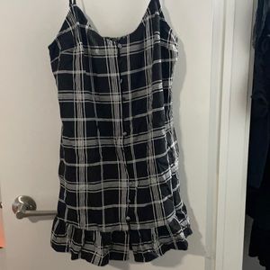 Black & white plaid mini button up Forever 21 dress, size M